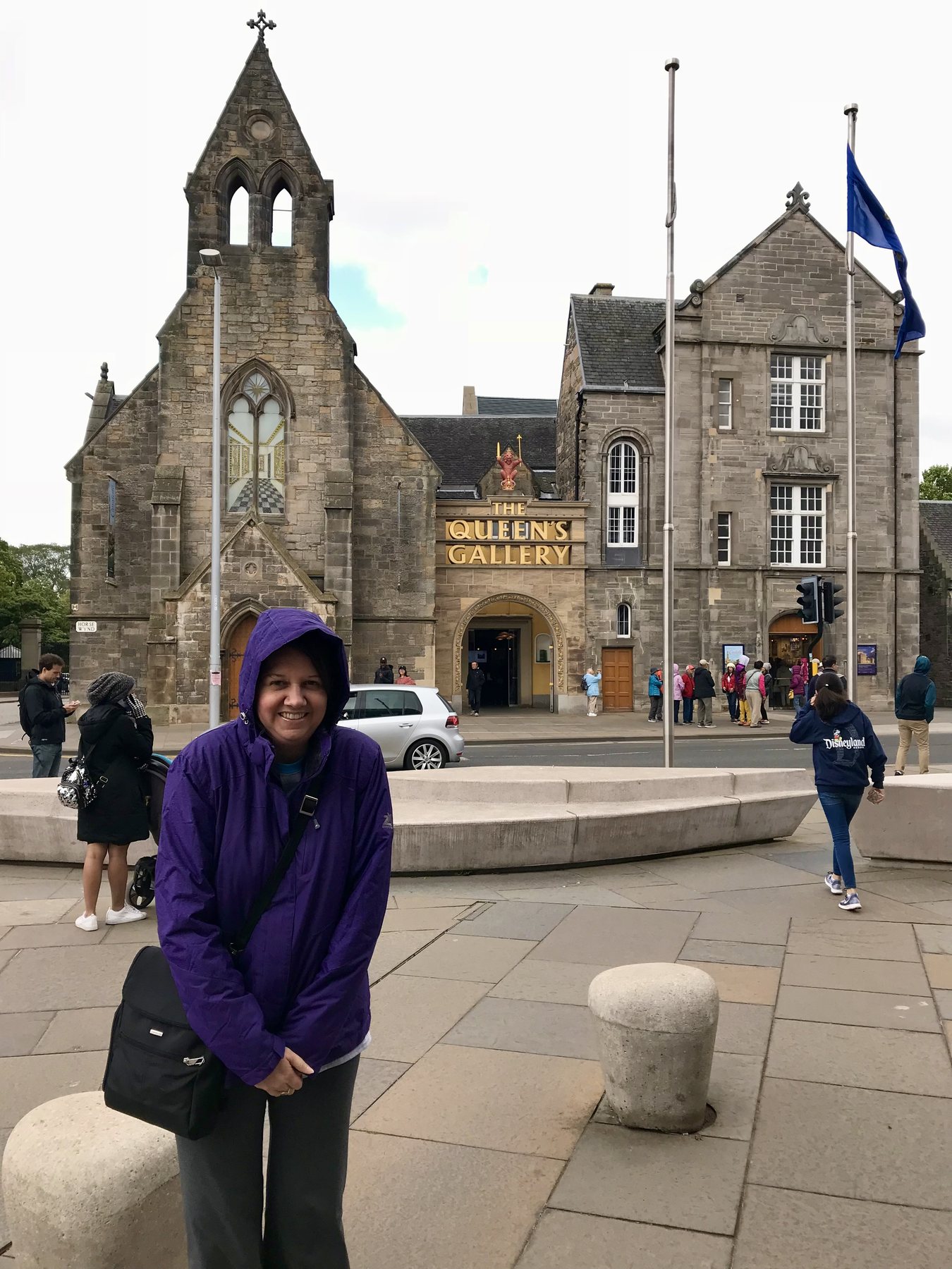 Angela standing outside the former Queen’s Gallery near the Palace of Holyroodhouse