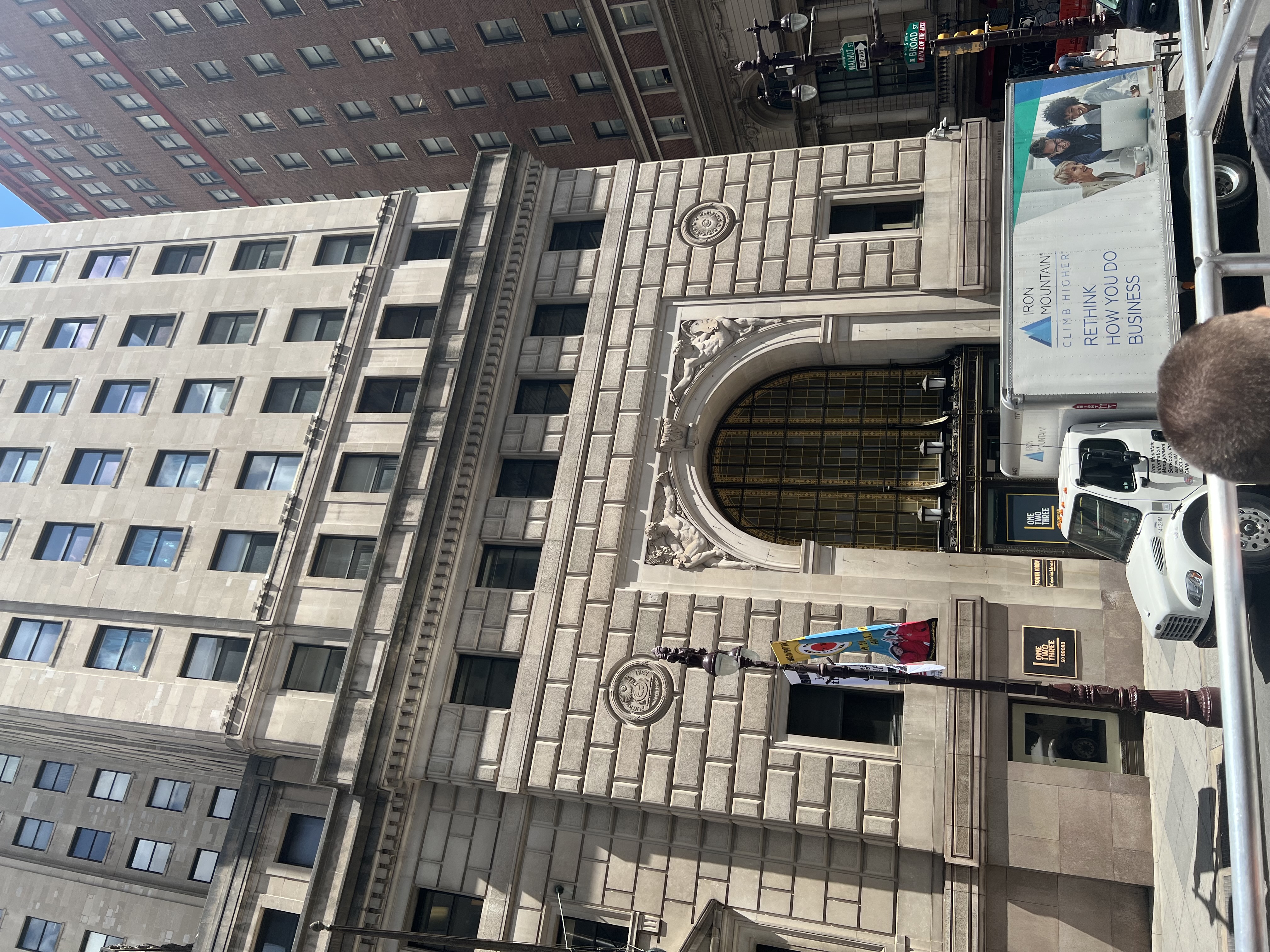 Historic stone office building on Broad Street in downtown Philadelphia