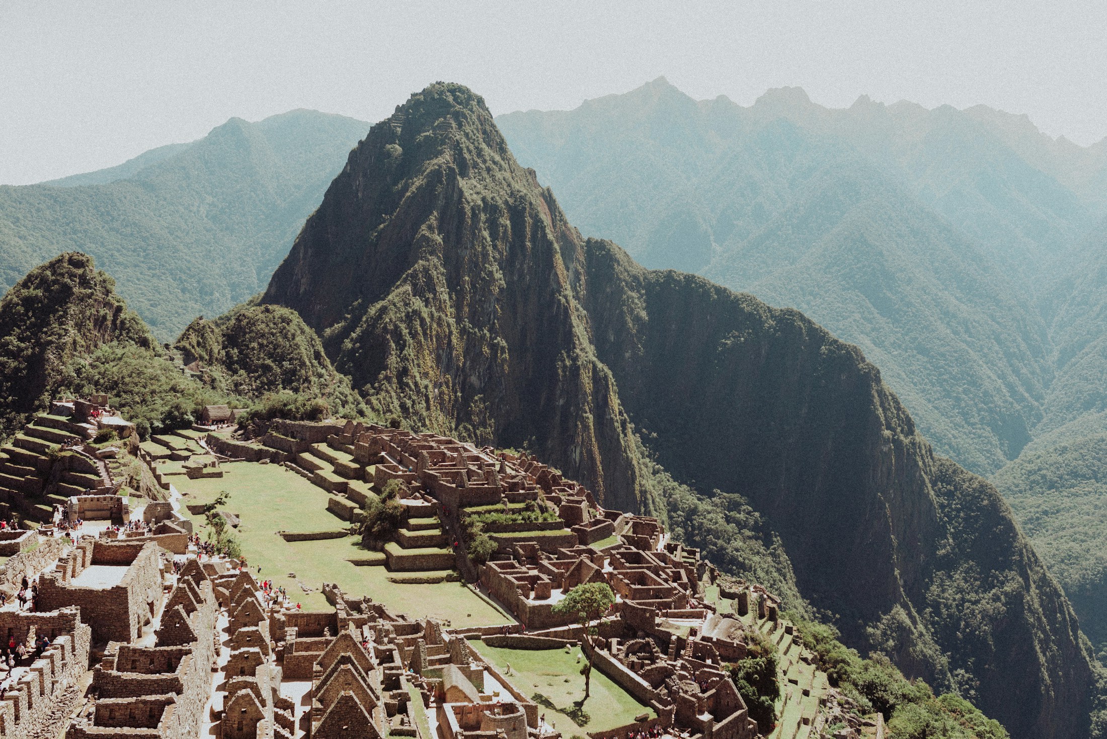 The historic terraces and mountain landscape of Machu Picchu in Peru