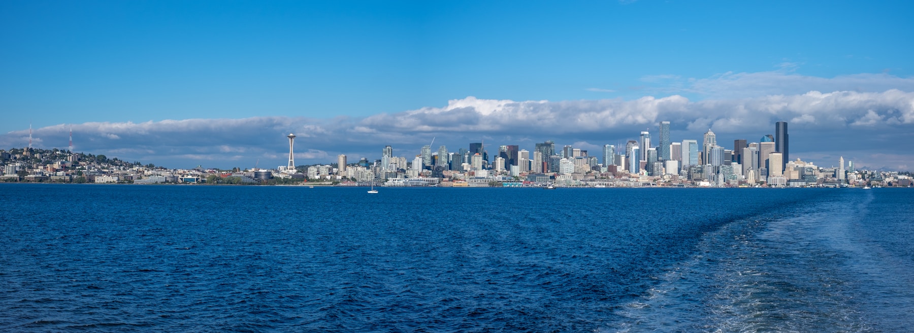 Seattle skyline viewed across the water with the Space Needle visible