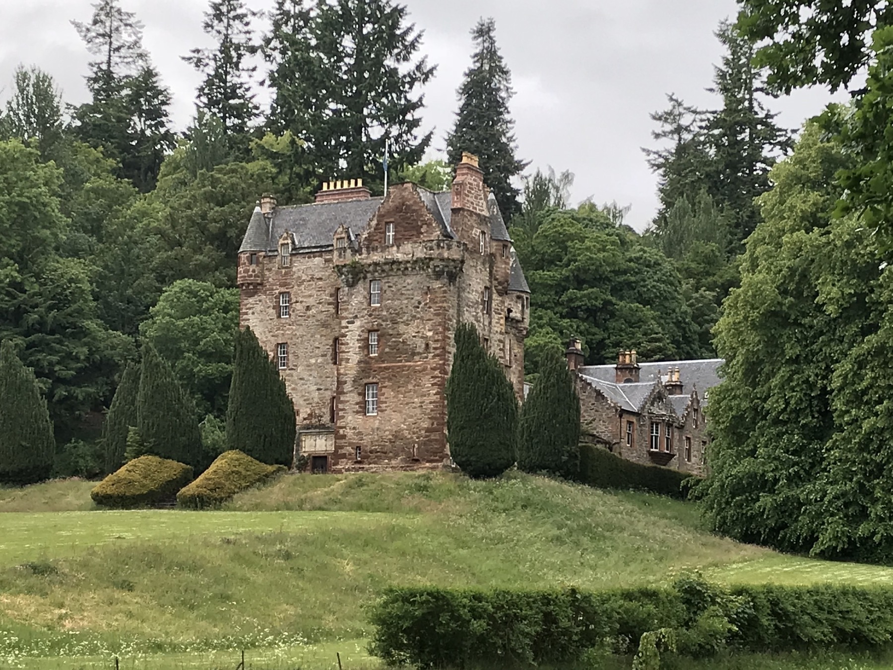 Castle Leod surrounded by lawns and mature trees