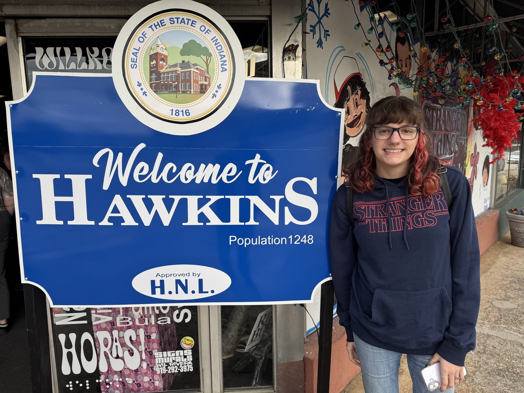 A traveler at a recognizable television filming location
